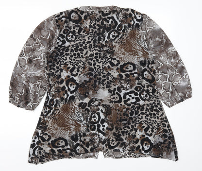 Womens UK Size M Notations Brown Basic Button-Up