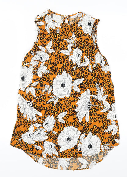 Papaya Womens Orange Animal Print  Basic Tank Size 8  - Floral