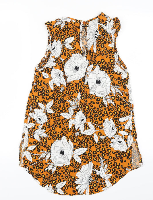 Papaya Womens Orange Animal Print  Basic Tank Size 8  - Floral