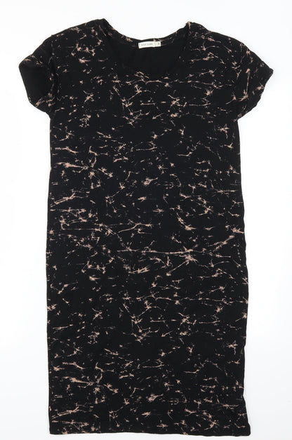 River Island Womens Black Geometric  Slip Dress  Size 10  - Marble Effect