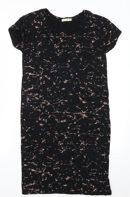 River Island Womens Black Geometric  Slip Dress  Size 10  - Marble Effect