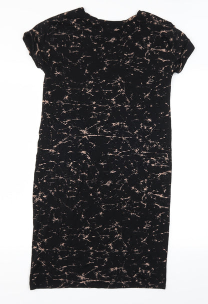 River Island Womens Black Geometric  Slip Dress  Size 10  - Marble Effect