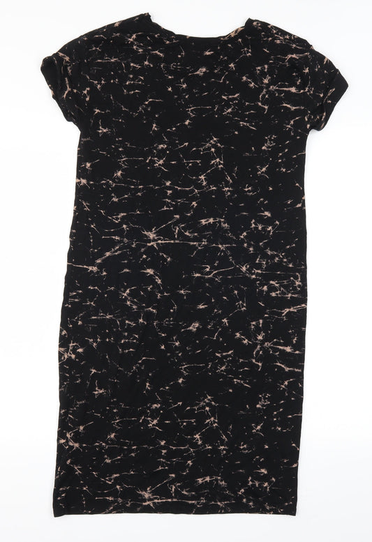 River Island Womens Black Geometric  Slip Dress  Size 10  - Marble Effect