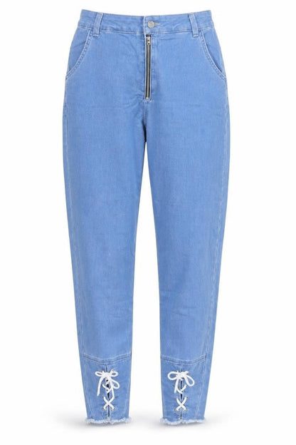 PRETTYLITTLETHING Womens Blue  Denim Mom Jeans Size 6 L28 in - Lace Up