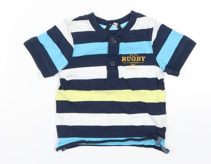 George Boys Blue Striped  Basic T-Shirt Size 9-12 Months  - Rugby