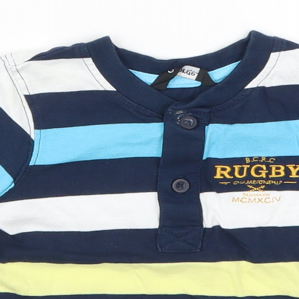 George Boys Blue Striped  Basic T-Shirt Size 9-12 Months  - Rugby