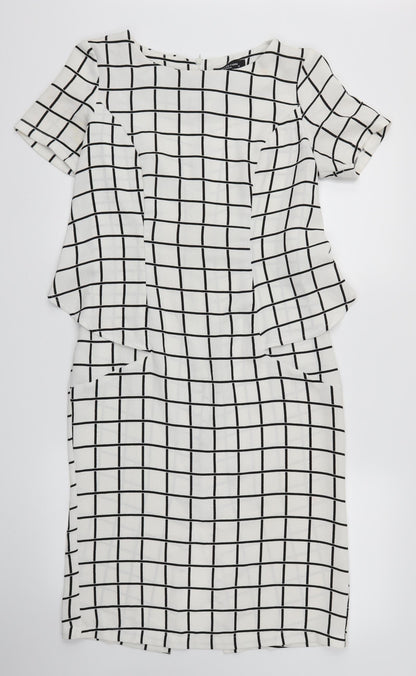 COLLECTION  Womens White Check  Fit & Flare  Size 8