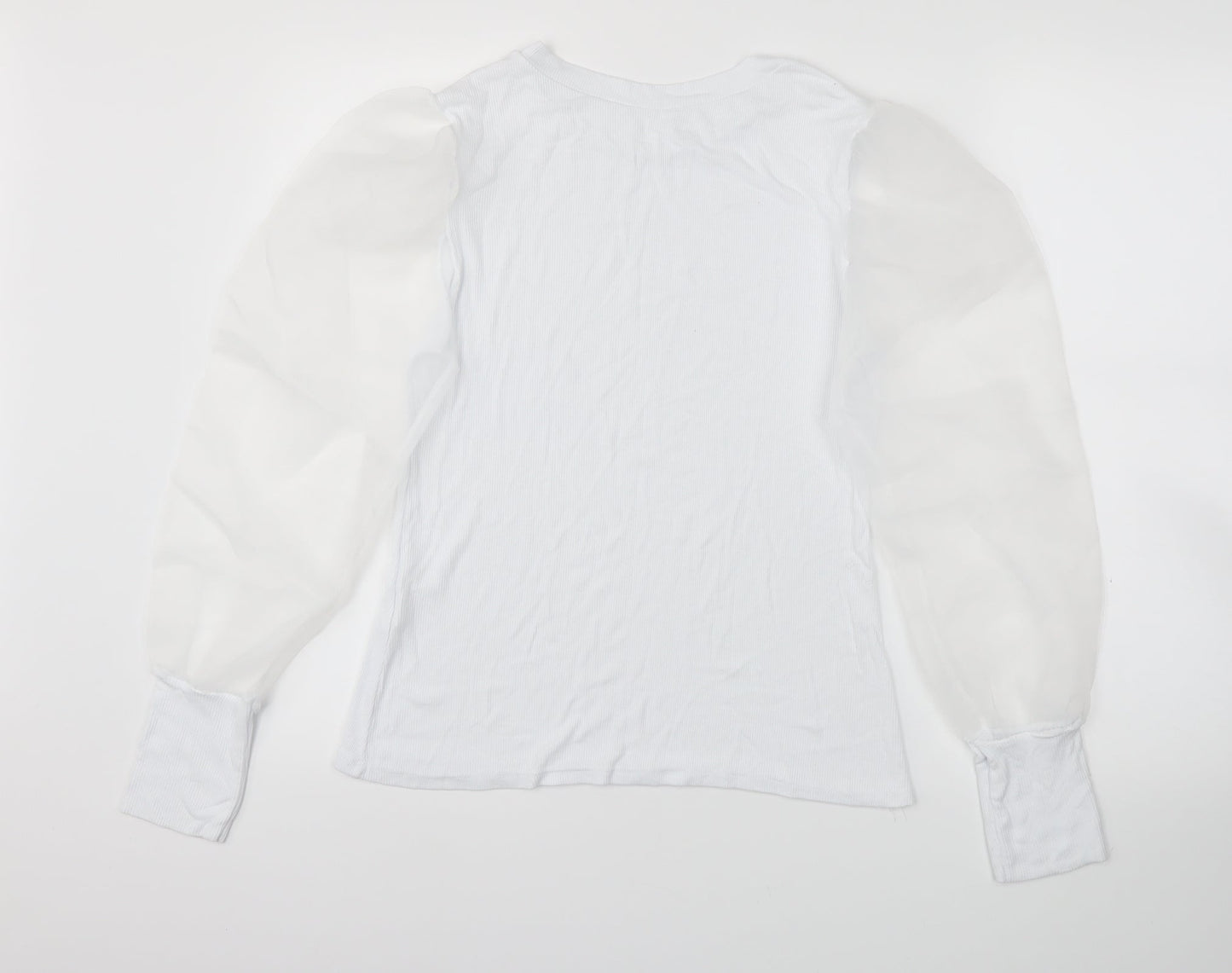 Womens UK Size L Preworn White Basic T-Shirt