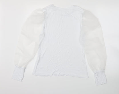 Womens UK Size L Preworn White Basic T-Shirt