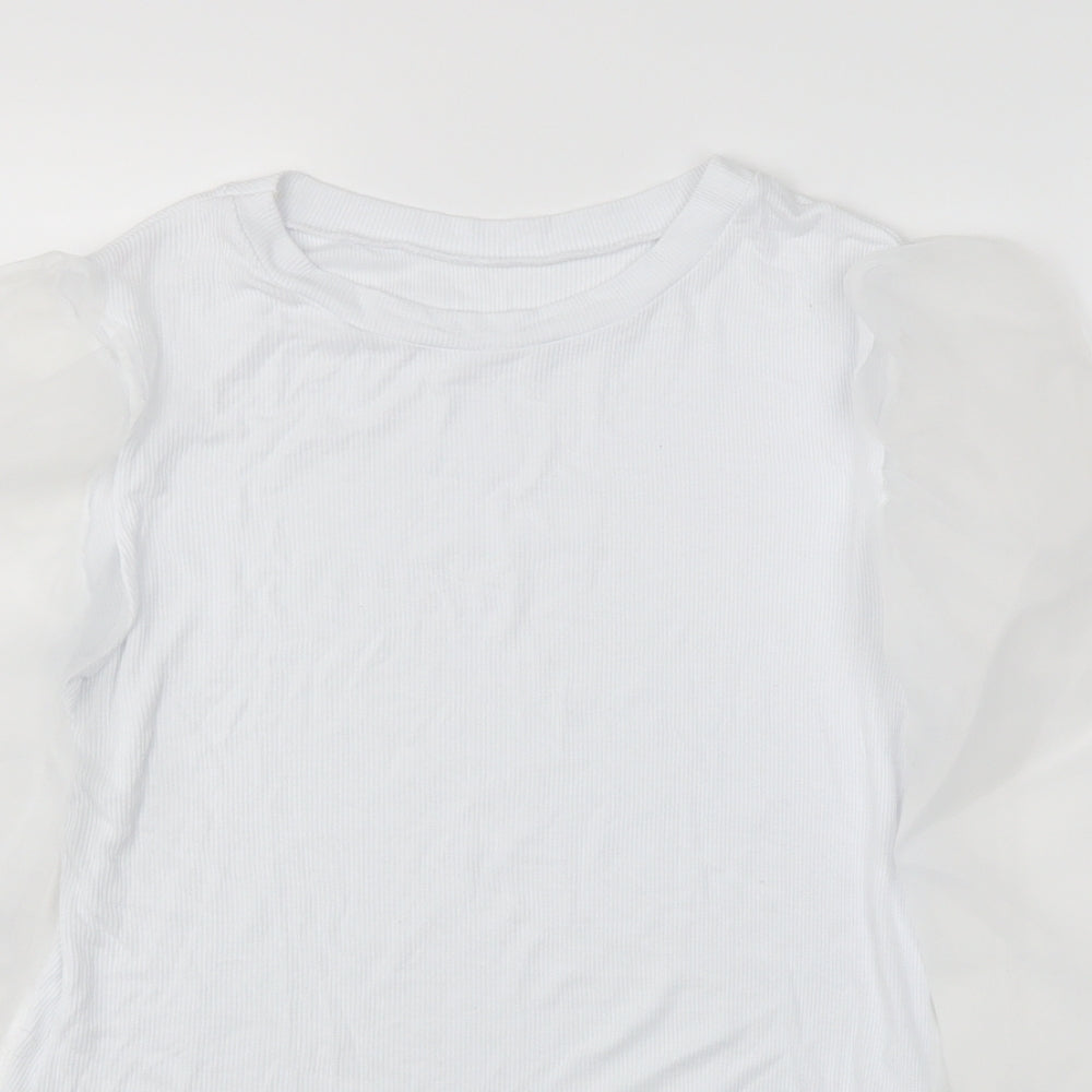Womens UK Size L Preworn White Basic T-Shirt