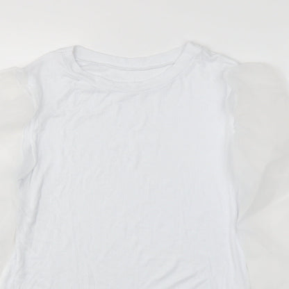 Womens UK Size L Preworn White Basic T-Shirt
