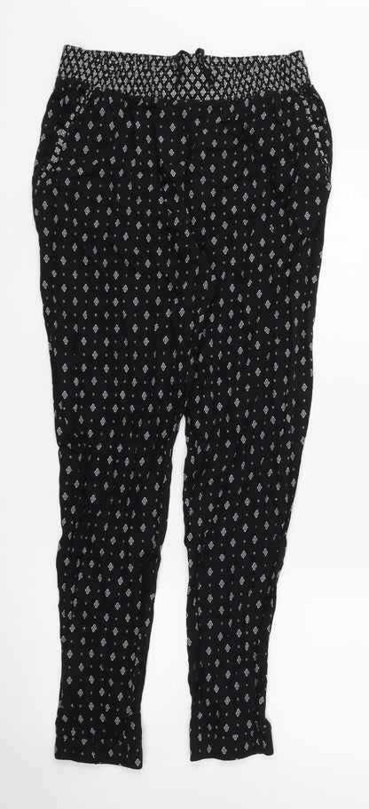 New Look Womens Black Argyle/Diamond  Jogger Trousers Size 10 L27 in - Stretch waistband
