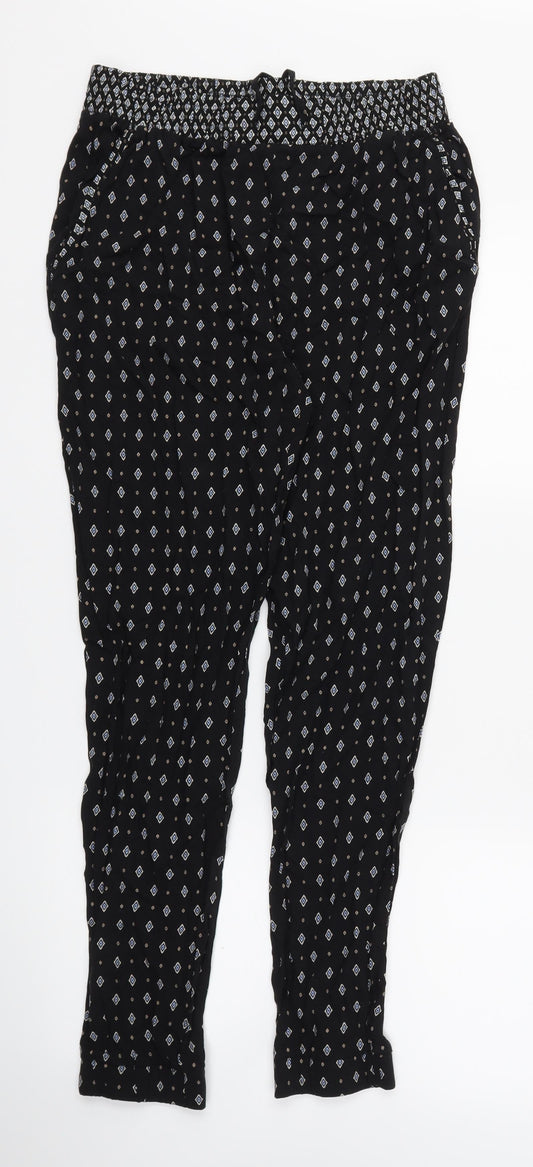 New Look Womens Black Argyle/Diamond  Jogger Trousers Size 10 L27 in - Stretch waistband