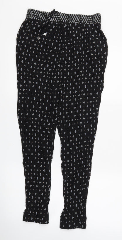 New Look Womens Black Argyle/Diamond  Jogger Trousers Size 10 L27 in - Stretch waistband