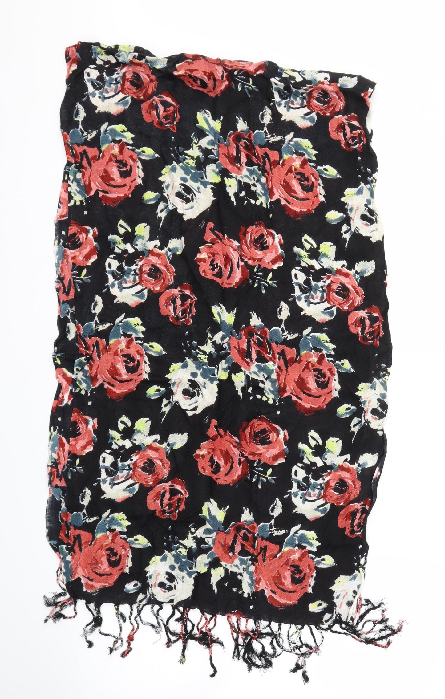 Preworn Womens Black Floral   Scarf
