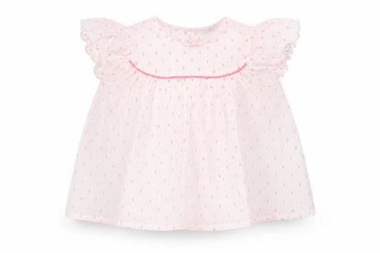 RR Girls White Spotted  Basic T-Shirt Size 12 Months