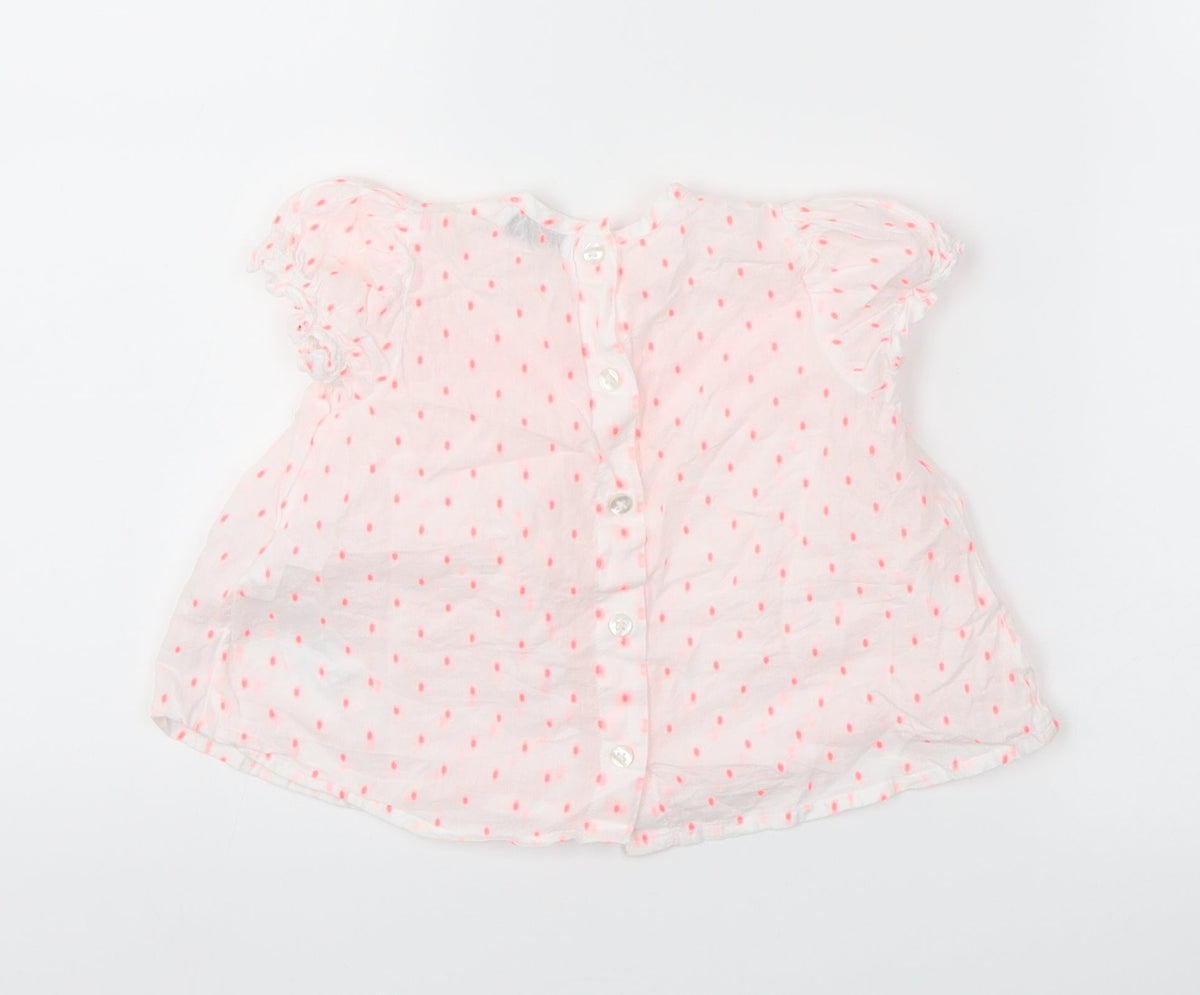RR Girls White Spotted  Basic T-Shirt Size 12 Months