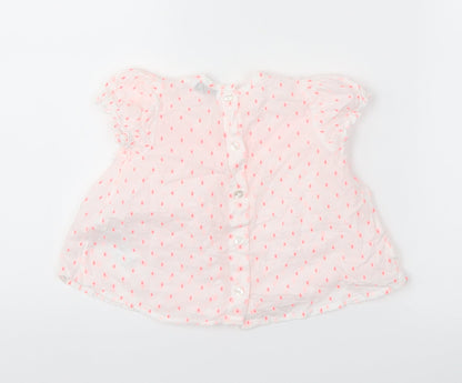 RR Girls White Spotted  Basic T-Shirt Size 12 Months