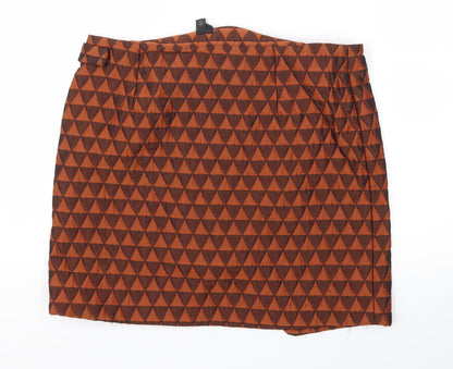 Topshop Womens Brown Argyle/Diamond  A-Line Skirt Size 12