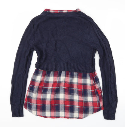Papaya Womens Blue Check  Pullover Jumper Size 12