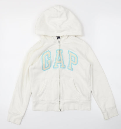 Gap Girls White   Full Zip Jumper Size M