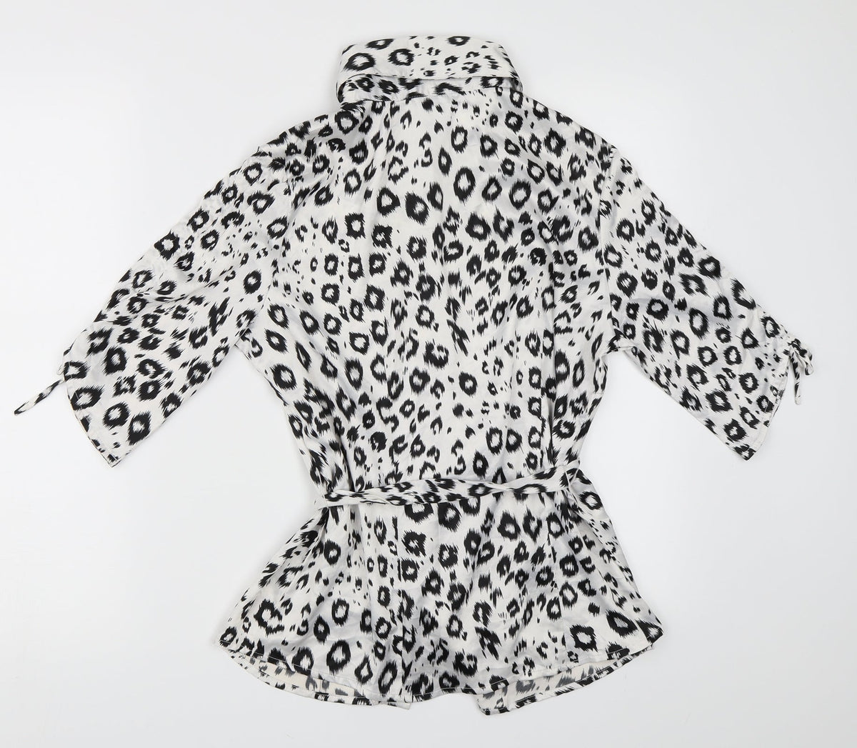 AntiliaFemme Womens White Animal Print  Basic Button-Up Size M