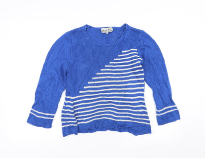 Marble Womens Blue Striped  Pullover Jumper Size S