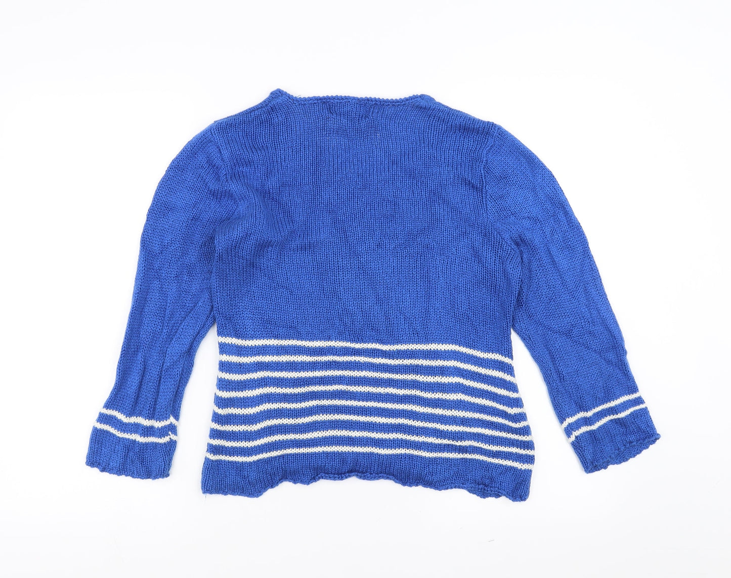 Marble Womens Blue Striped  Pullover Jumper Size S