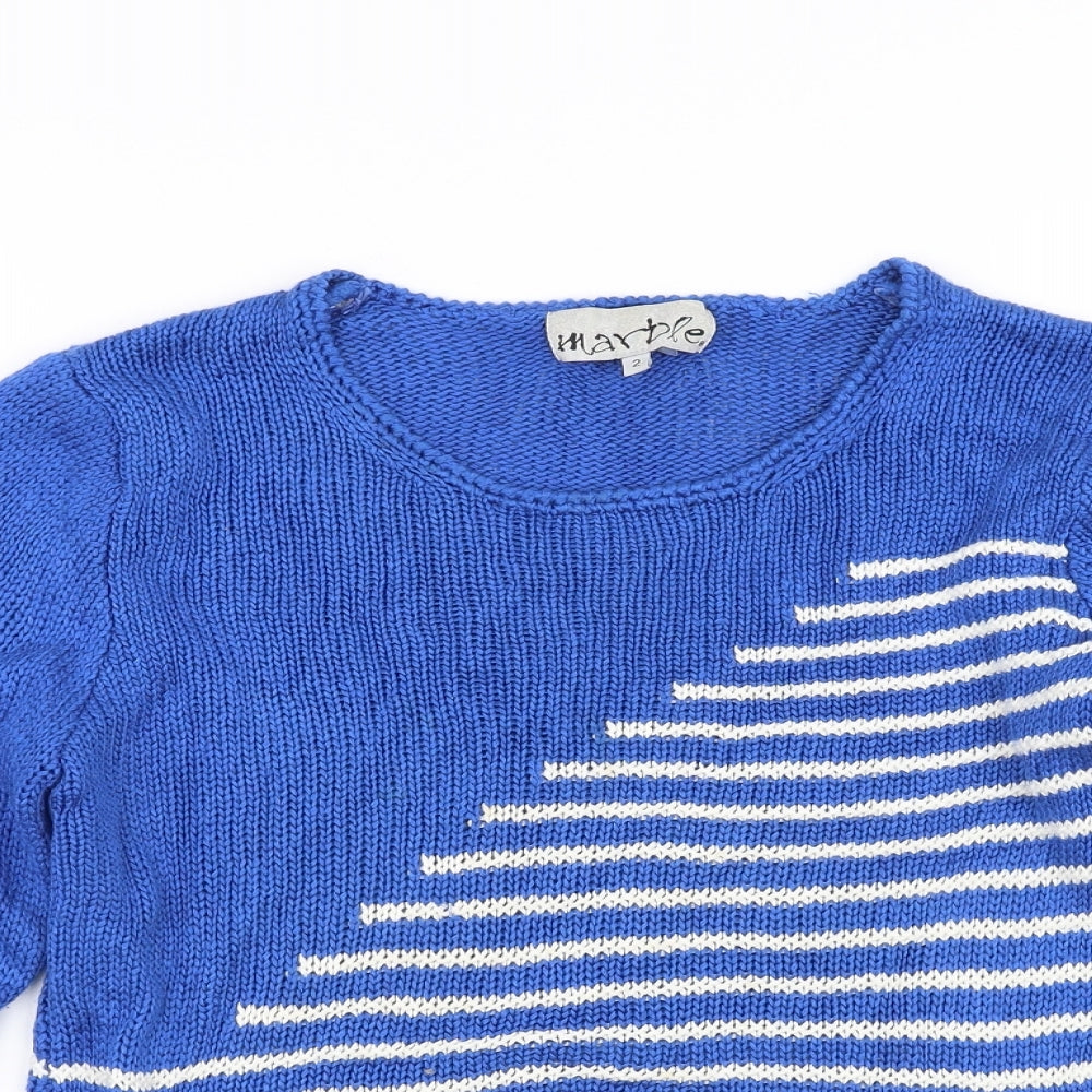 Marble Womens Blue Striped  Pullover Jumper Size S