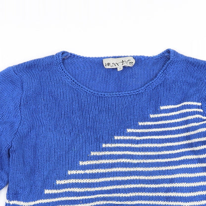 Marble Womens Blue Striped  Pullover Jumper Size S