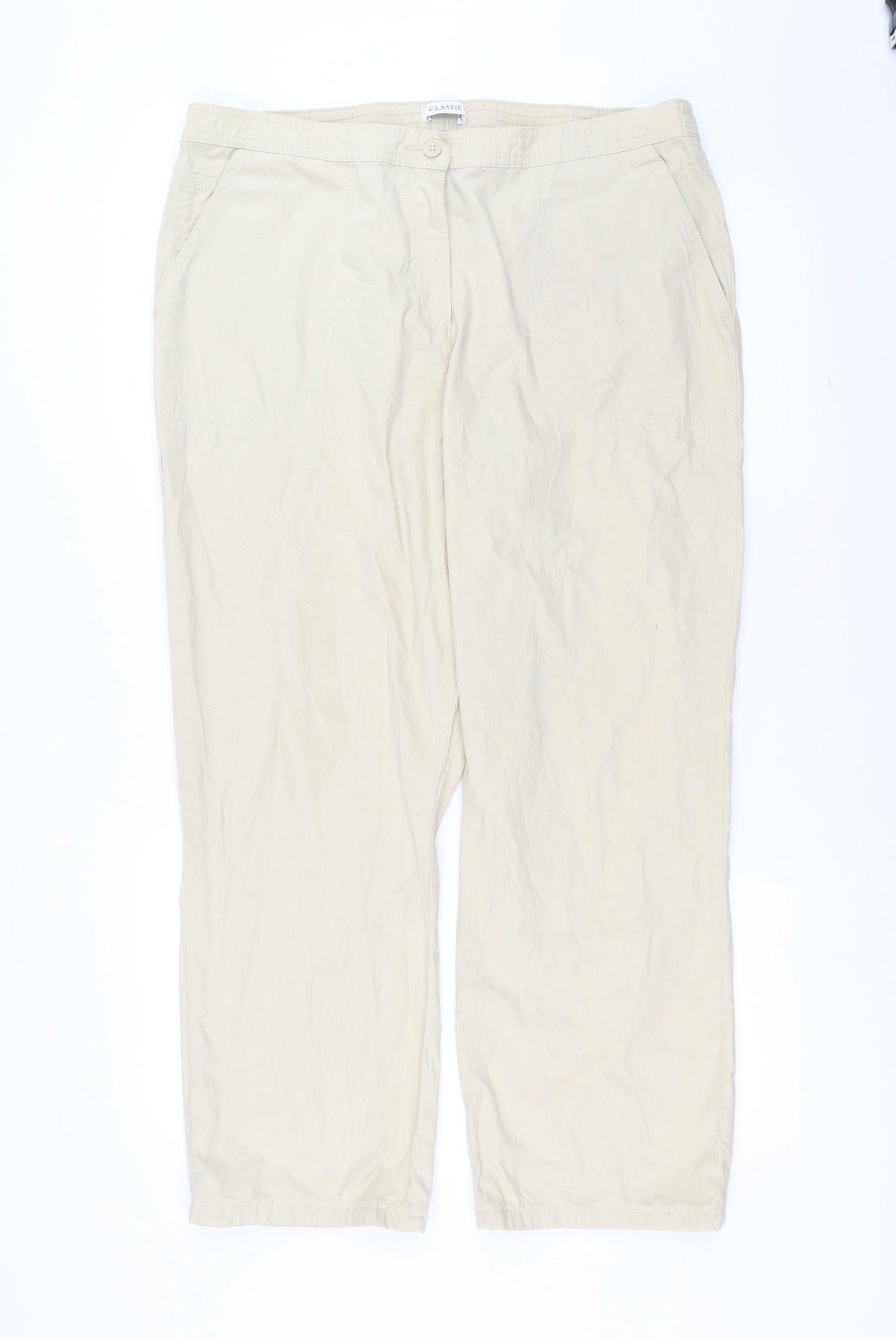 Womens UK Size 18 Marks and Spencer Regular Fit  Beige Trousers