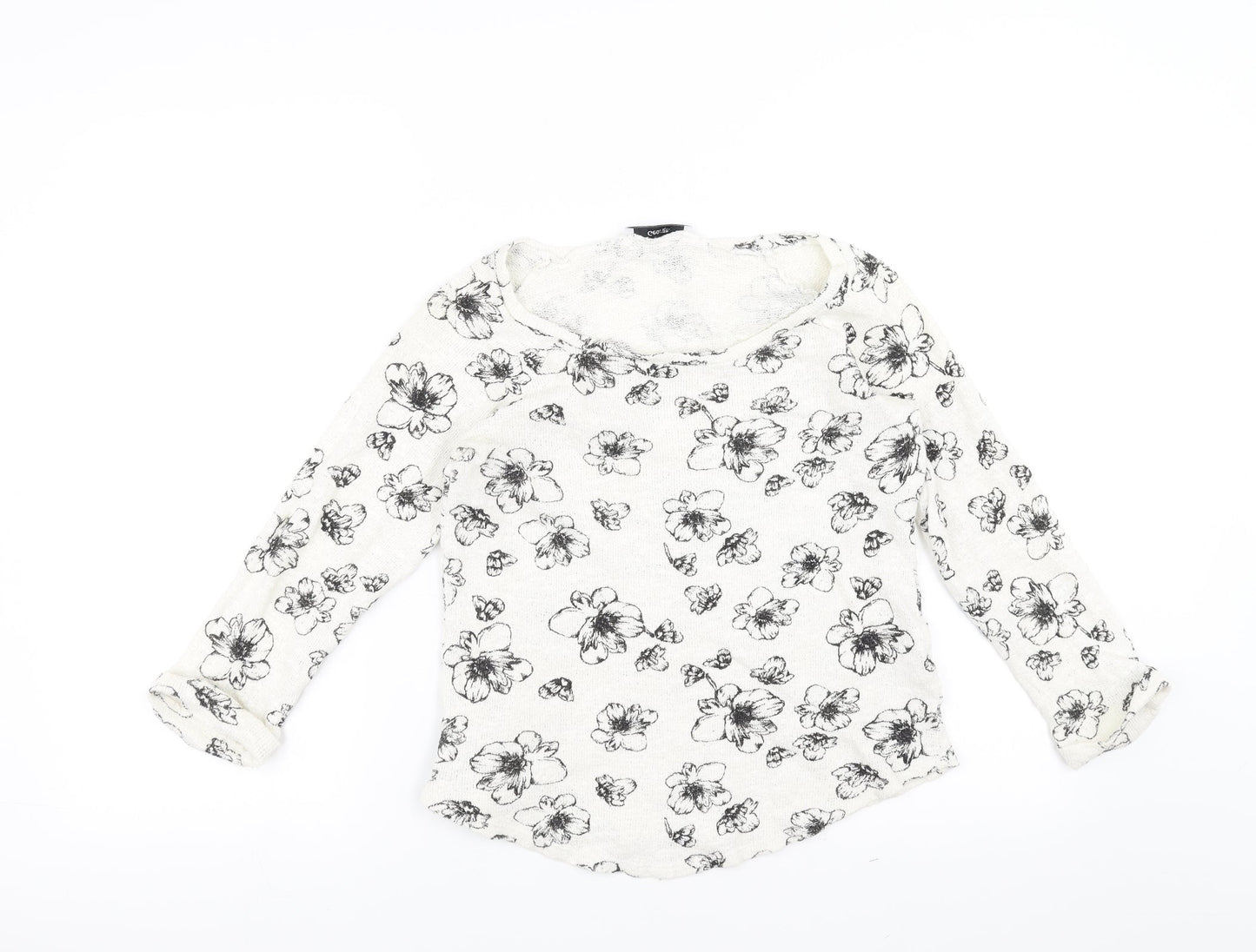 George Womens White Floral  Pullover Jumper Size 10