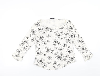 George Womens White Floral  Pullover Jumper Size 10
