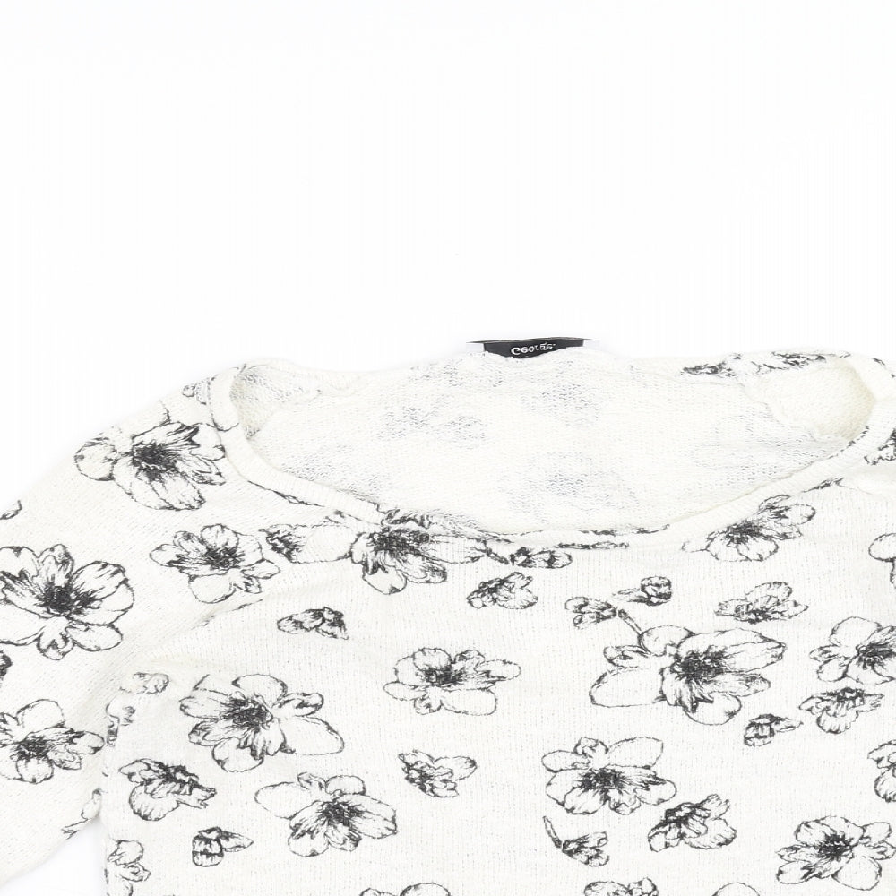George Womens White Floral  Pullover Jumper Size 10