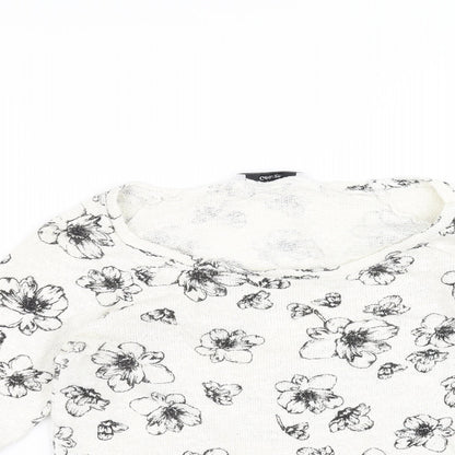 George Womens White Floral  Pullover Jumper Size 10