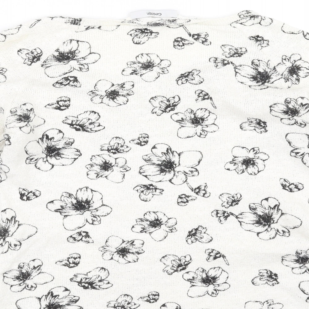 George Womens White Floral  Pullover Jumper Size 10