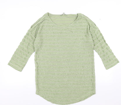 NEXT Womens Green Striped  Pullover Jumper Size 8  - sequins cold shoulder