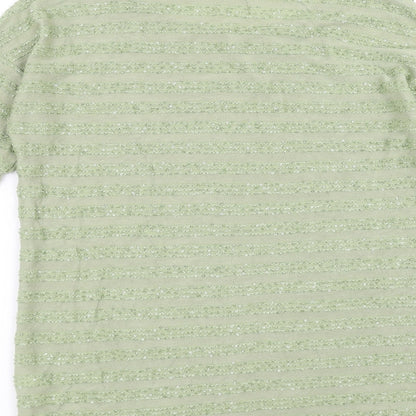 NEXT Womens Green Striped  Pullover Jumper Size 8  - sequins cold shoulder