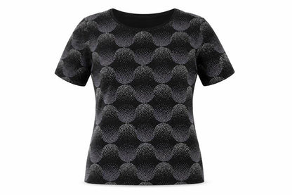 Heena Fashions Womens Black Geometric  Basic Blouse Size 12  - beaded detail