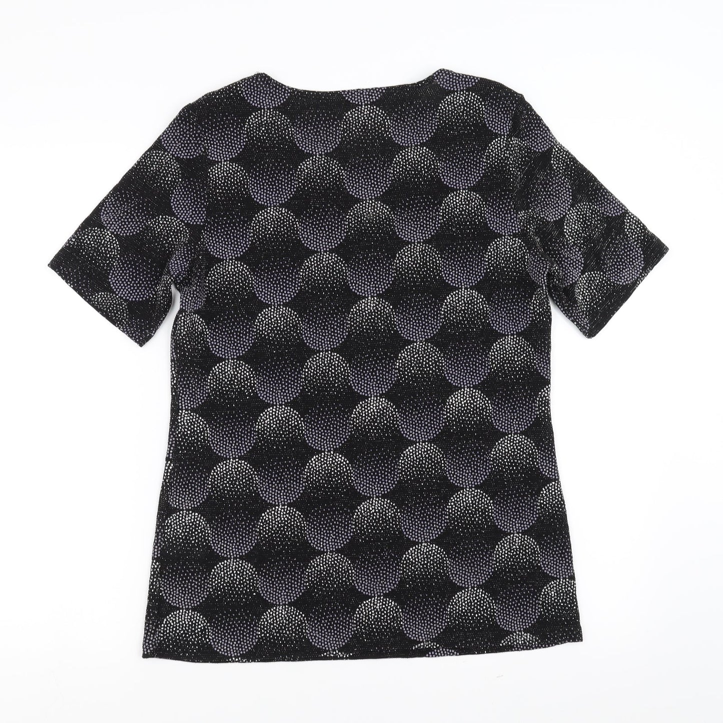 Heena Fashions Womens Black Geometric  Basic Blouse Size 12  - beaded detail