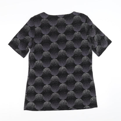 Heena Fashions Womens Black Geometric  Basic Blouse Size 12  - beaded detail