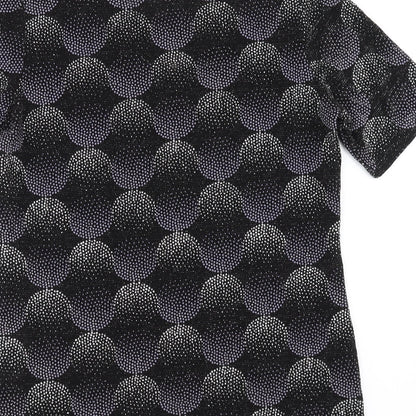 Heena Fashions Womens Black Geometric  Basic Blouse Size 12  - beaded detail