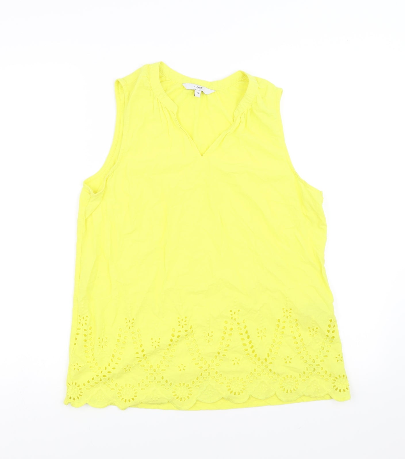 Womens UK Size 14 NEXT Yellow Basic Blouse