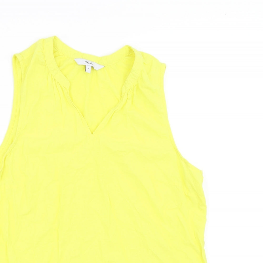 Womens UK Size 14 NEXT Yellow Basic Blouse