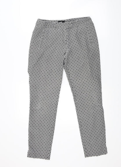 Doti Womens White Argyle/Diamond  Trousers  Size 8 L26 in