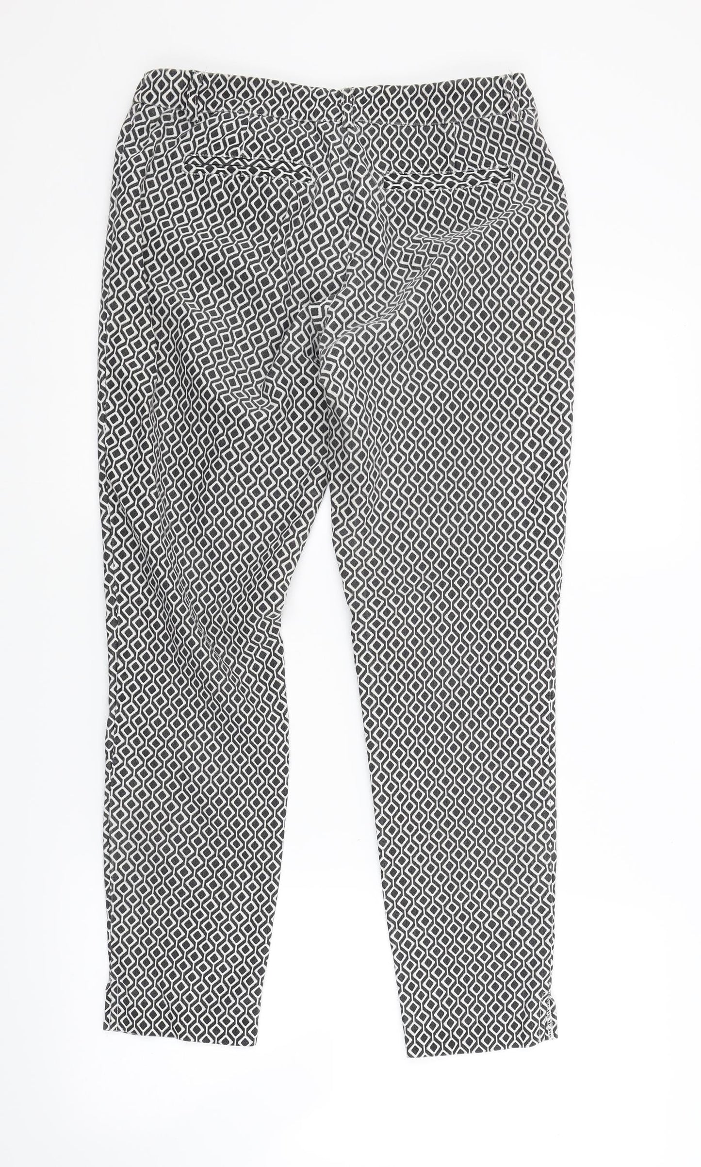Doti Womens White Argyle/Diamond  Trousers  Size 8 L26 in