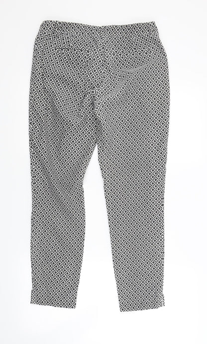 Doti Womens White Argyle/Diamond  Trousers  Size 8 L26 in