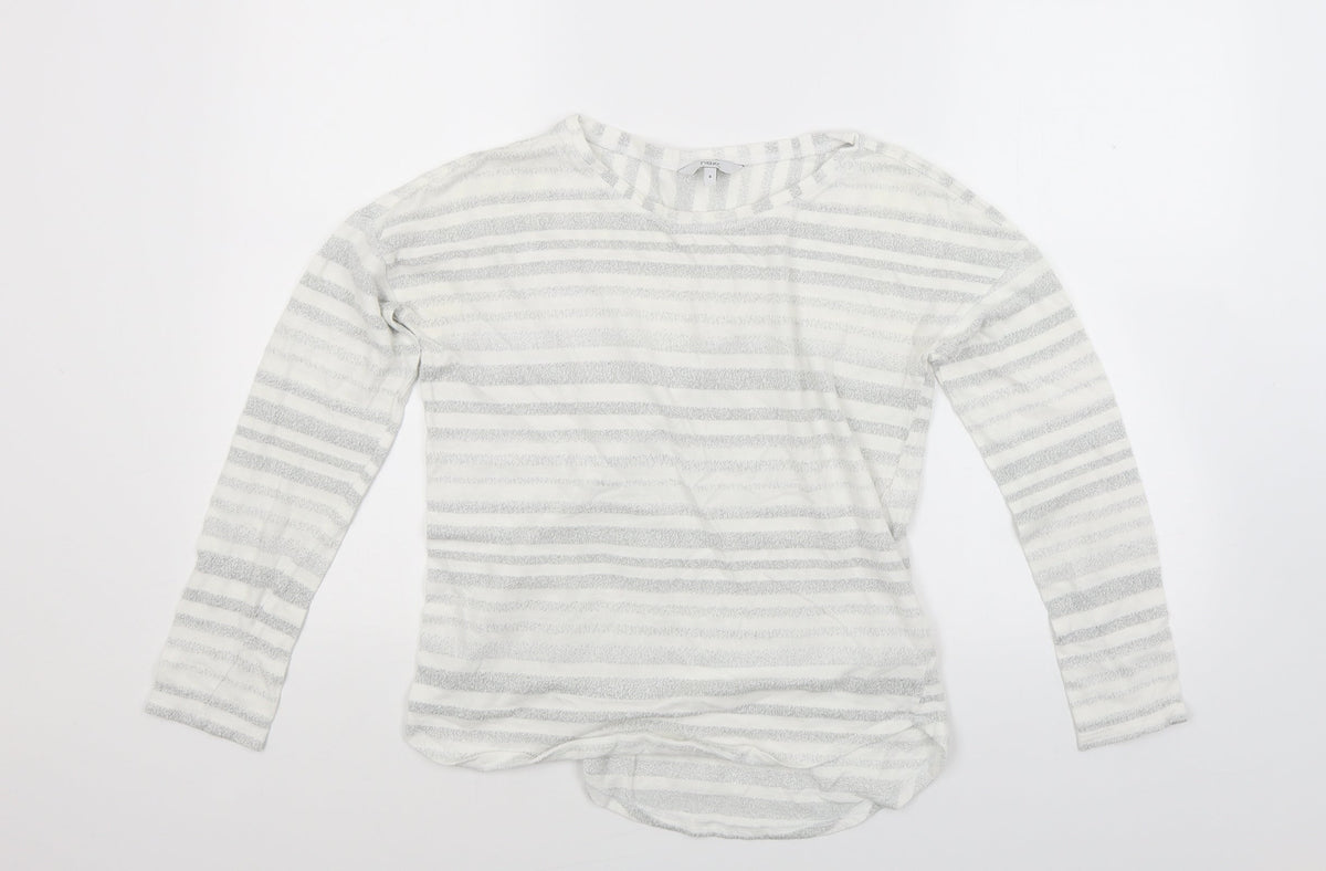 Next Womens White Striped Knit Pullover Jumper Size 8