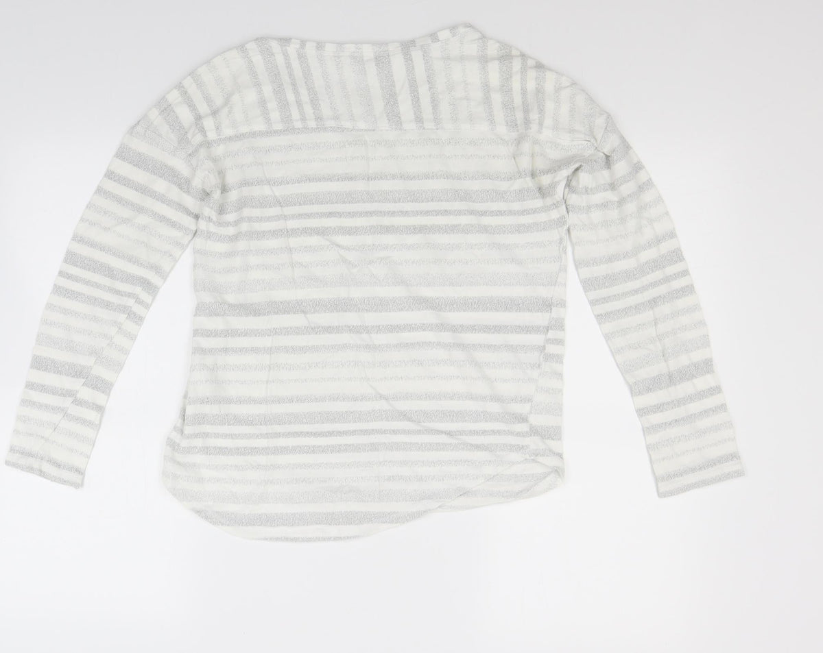 Next Womens White Striped Knit Pullover Jumper Size 8