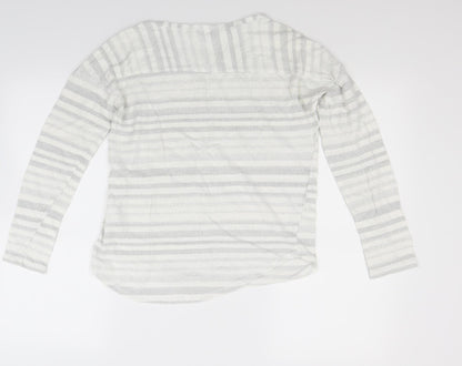 Next Womens White Striped Knit Pullover Jumper Size 8